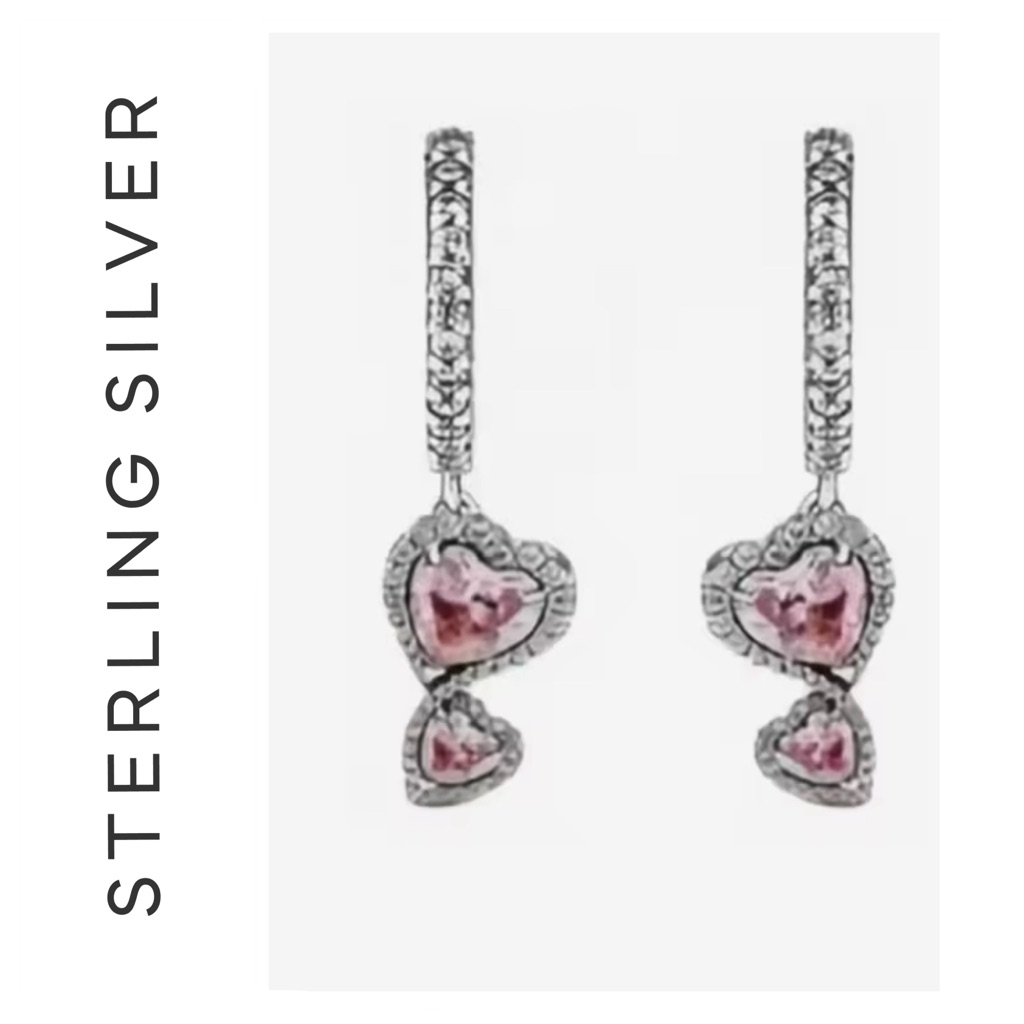 S925 Sterling Silver Halo Heart Hoop Earrings 49$